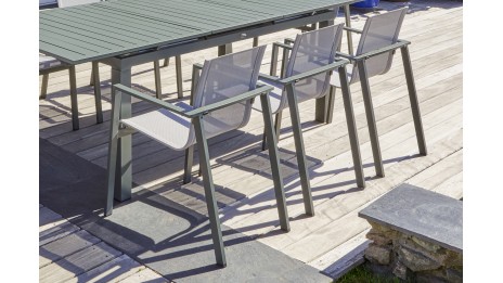 Lot composé de 2 fauteuils de jardin MIAMI-FT-KAKI empilables