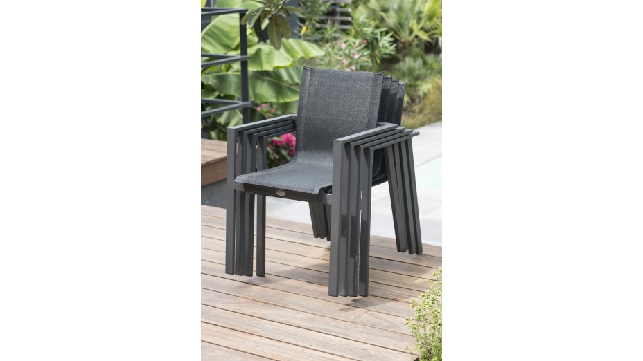 Lot composé de 2 fauteuils de jardin ALU-MIAMI-FT empilables
