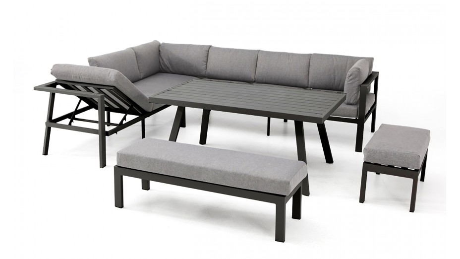 Ensemble repas de jardin ANTALYA 9 places en aluminium - GRIS ANTHRACITE