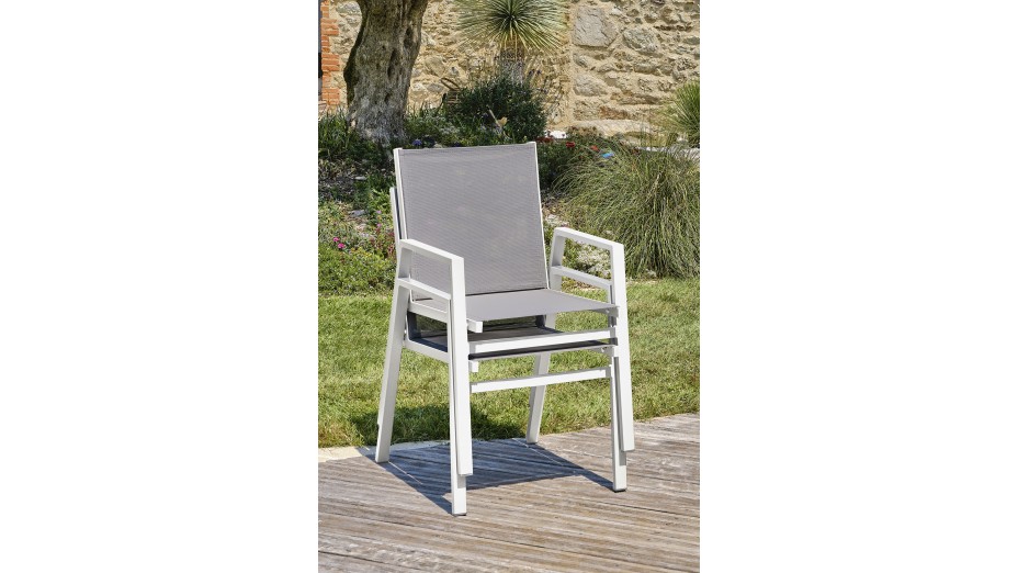 Lot composé de 2 fauteuils de jardin FLORIDE-FT-BLANC empilables