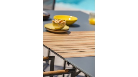 Lot composé d'une table de jardin HONFLEUR-TB250 avec rallonge et de 8 fauteuils pliants HONFLEUR-DC