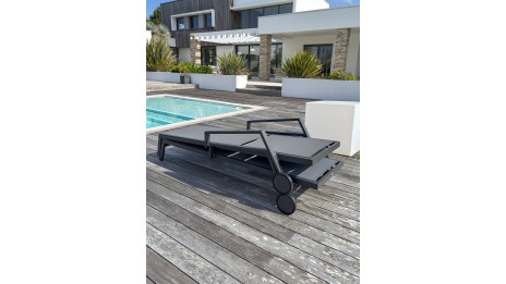 Lot composé de 2 bains de soleil multi-positions IBIZA-CL-NOIR