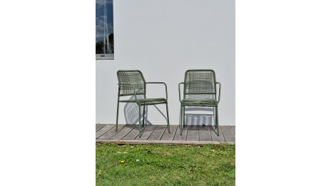 Lot composé de 2 fauteuils de jardin empilables MARCEAU-FT-OLIVE