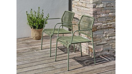 Lot composé de 2 fauteuils de jardin empilables MARCEAU-FT-OLIVE