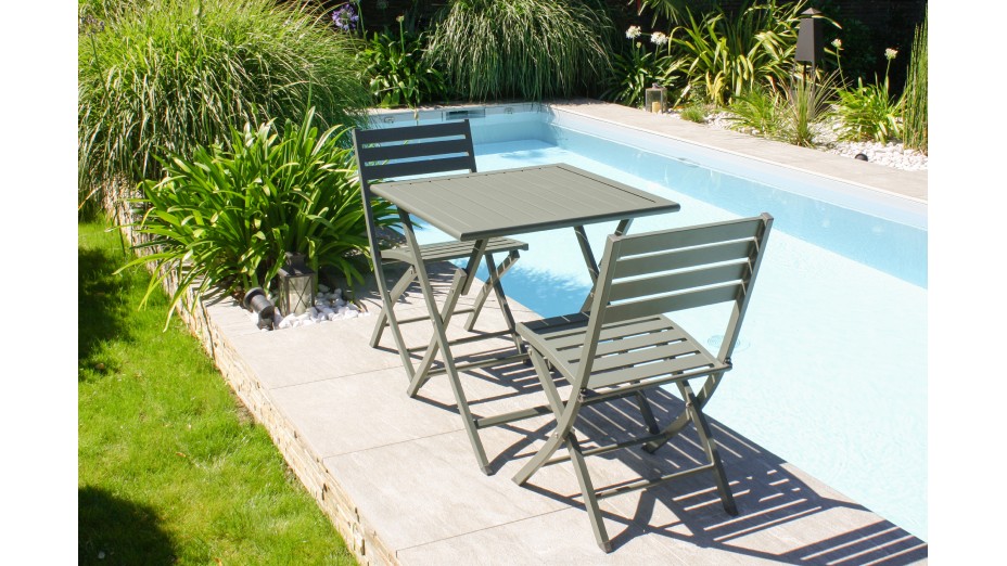 Chaise de jardin pliante MARIUS en aluminium - VERT KAKI