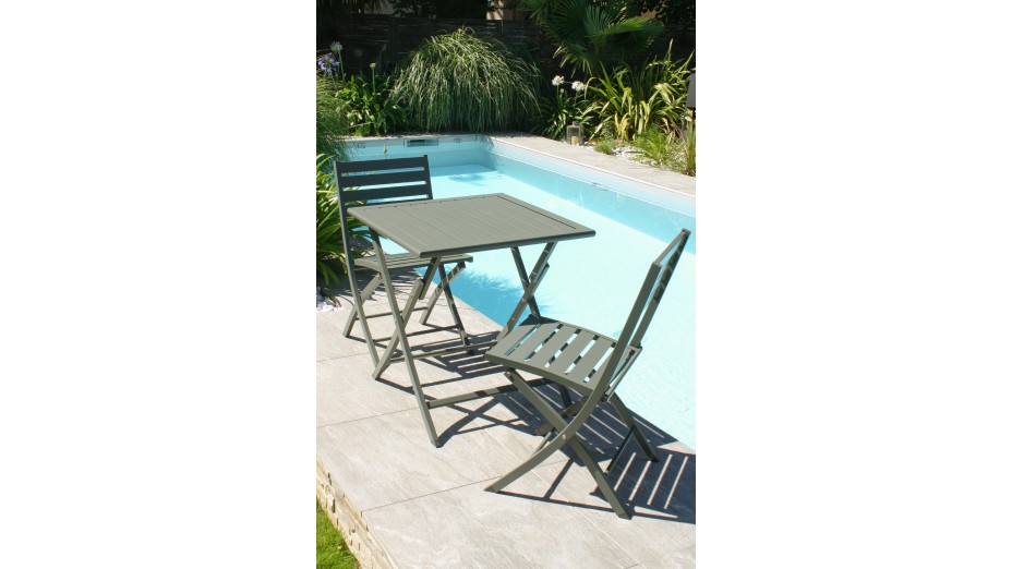 Chaise de jardin pliante MARIUS en aluminium - VERT KAKI