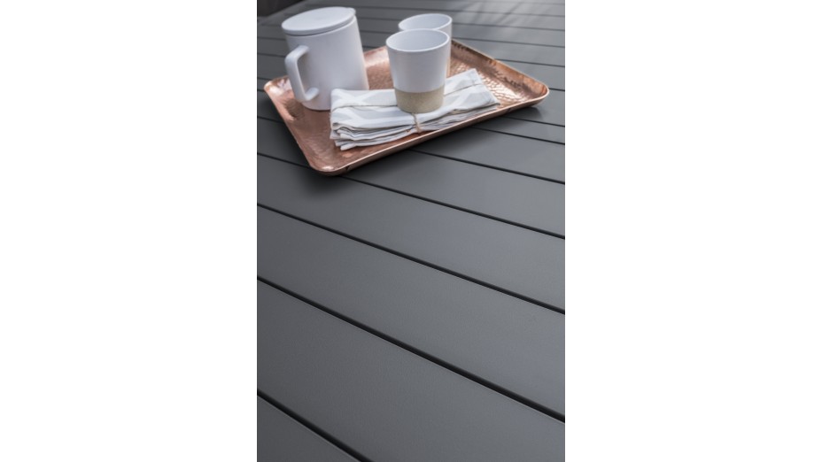 Lot composé d'une table de jardin MIAMI-TB300 avec rallonge et de 8 fauteuils ALU-MIAMI-FT empilables