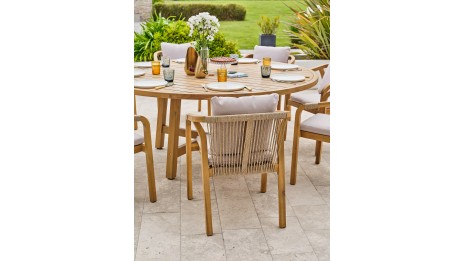 Ensemble repas de jardin SERENA (180x180 cm) 8 places en bois d'acacia - WOOD