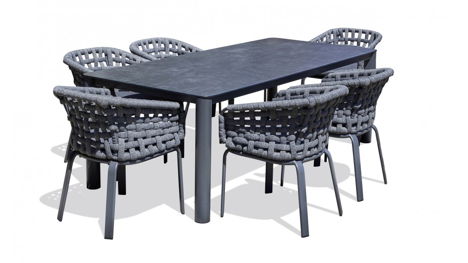 Lot composé d'une table de jardin CAMARGUE-TB220 et de 6 fauteuils CAMARGUE-FT