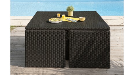 Lot composé d'un encastrable repas de jardin OCEANE-LUNCH-NOIR et d'une HOUSSE-OCEANE-LUNCH