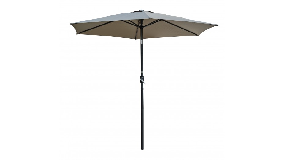 Parasol MARBELLA (diam. 2,7 m) à manivelle en aluminium gris anthracite et polyester - KAKI