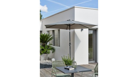 Parasol MARBELLA (diam. 2,7 m) à manivelle en aluminium gris anthracite et polyester - KAKI