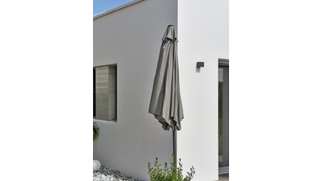 Parasol MARBELLA (diam. 2,7 m) à manivelle en aluminium gris anthracite et polyester - KAKI