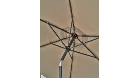 Parasol MARBELLA (diam. 2,7 m) à manivelle en aluminium gris anthracite et polyester - KAKI