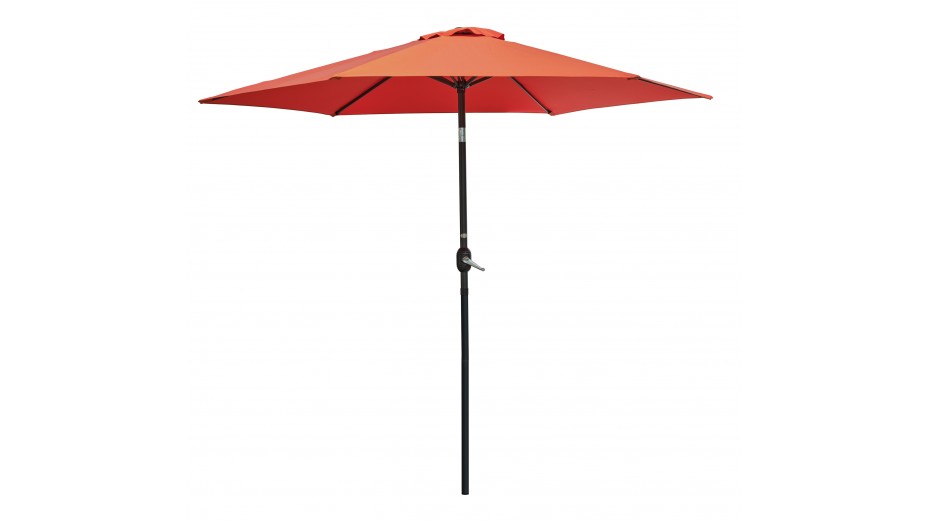 Parasol MARBELLA (diam. 2,7 m) à manivelle en aluminium gris anthracite et polyester - TERRACOTTA
