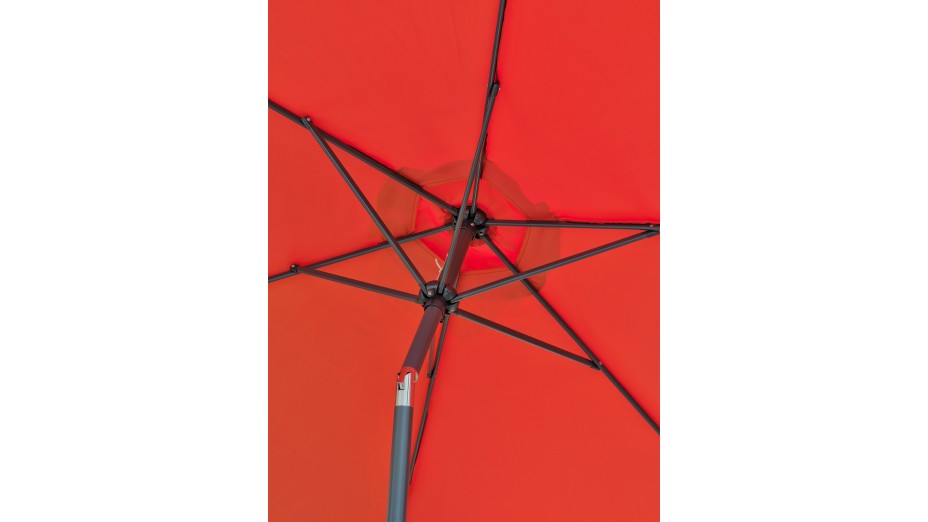 Parasol MARBELLA (diam. 2,7 m) à manivelle en aluminium gris anthracite et polyester - TERRACOTTA