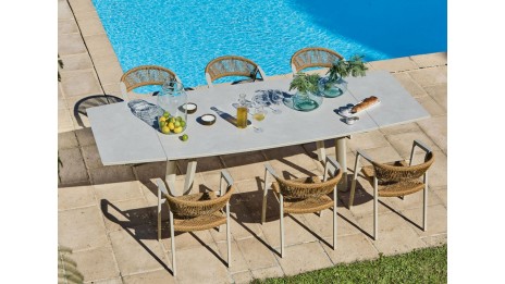 Table de jardin extensible ovale en céramique